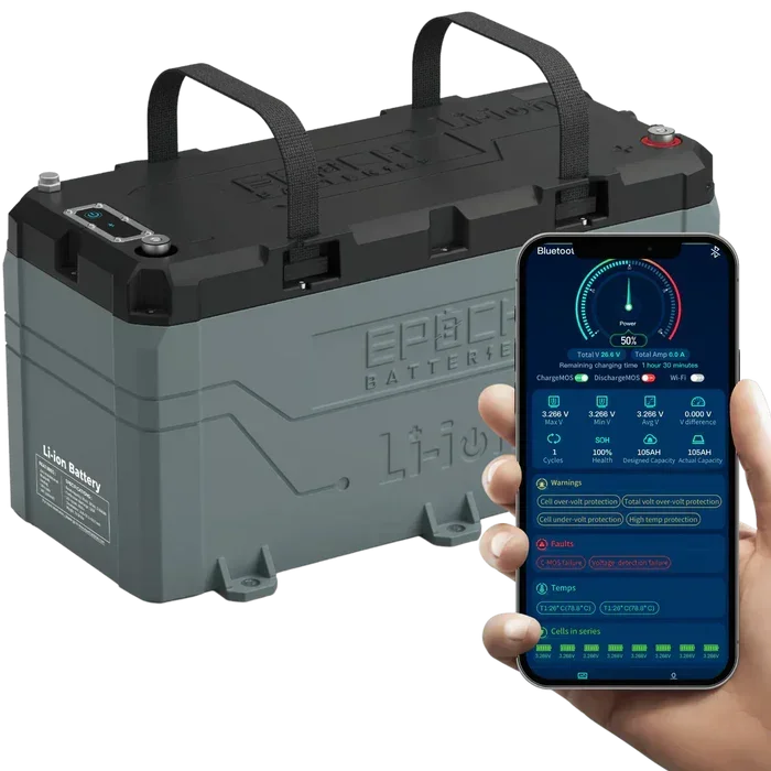 Epoch Batteries 36V 100Ah LiFePO4 Lithium Battery - Bluetooth, Heating, Waterproof