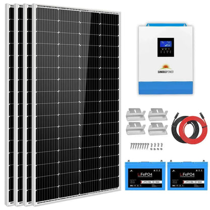 Sungold Power Solar Kit 3000W 24V Inverter 120V output Lithium Battery 800 Watt Solar Panel SGKT-3PRO