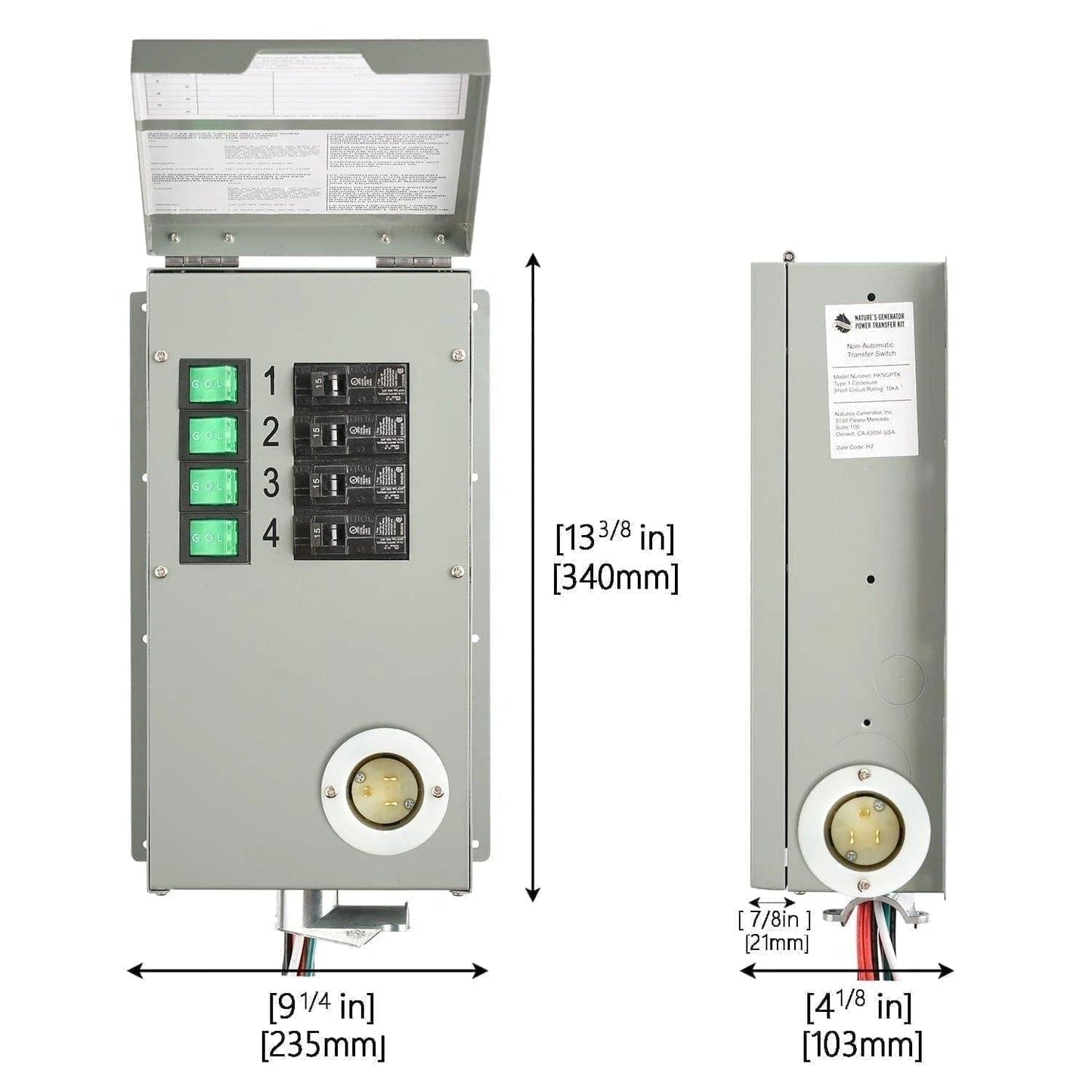 Non Automatic Transfer Switch 120V 15A 4 Circuit For Home Generator Power And Emergency Backup