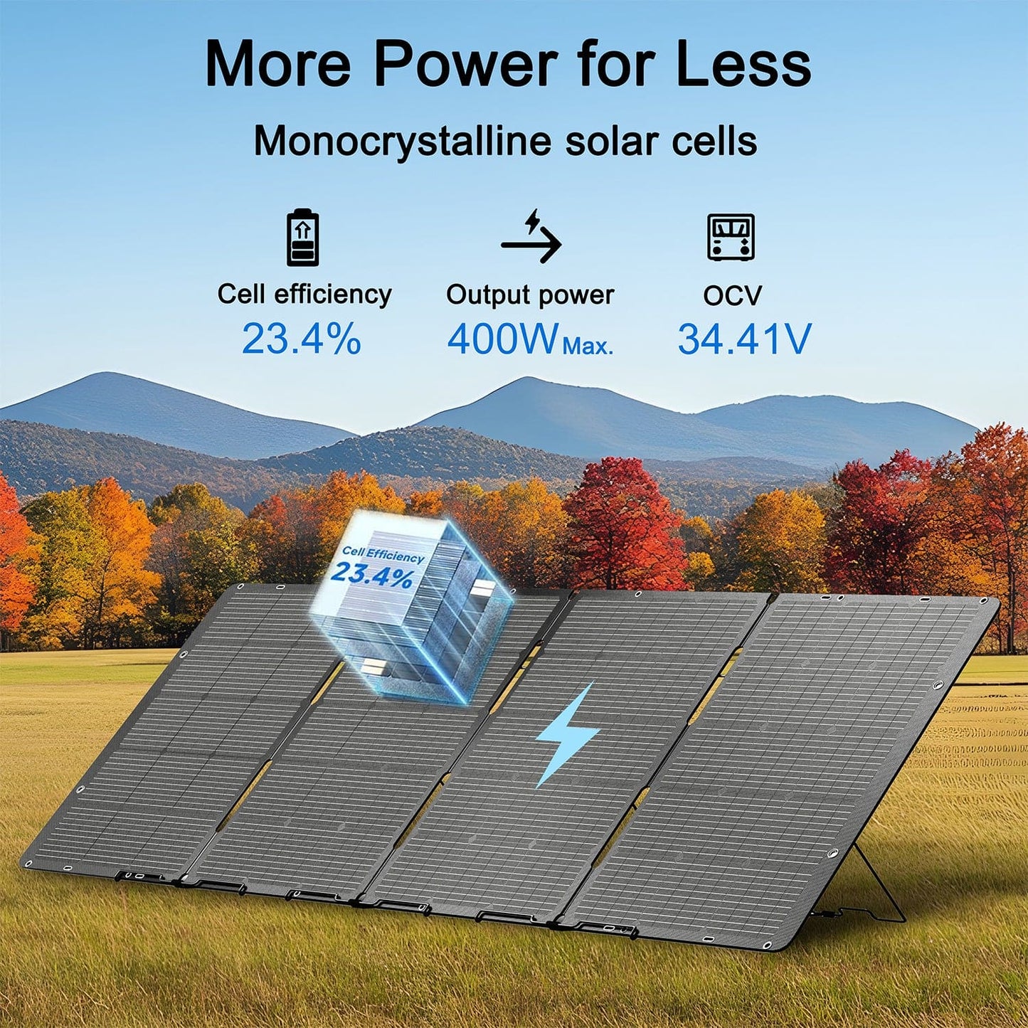 Nature's Generator 400W Folding Solar Panel For Portable Power Station Charging Kit