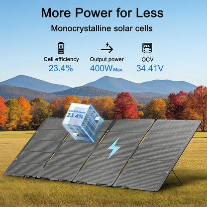 Nature's Generator 400W Folding Solar Panel For Portable Power Station Charging Kit