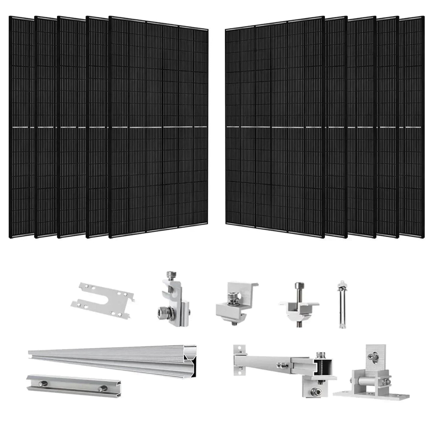 Nature's Generator 410 Watt Monocrystalline Solar Panel (10 Pack) With Solar Panel Mount Rack