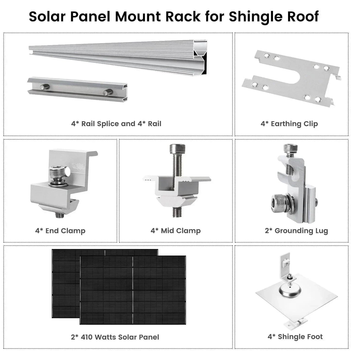 Nature's Generator 410 Watt Monocrystalline Solar Panel (2 Pack) With Solar Panel Mount Rack
