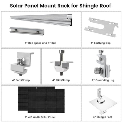 Nature's Generator 410 Watt Monocrystalline Solar Panel (2 Pack) With Solar Panel Mount Rack
