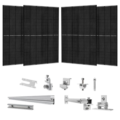 Nature's Generator 410 Watt Monocrystalline Solar Panel (4 Pack) With Solar Panel Mount Rack