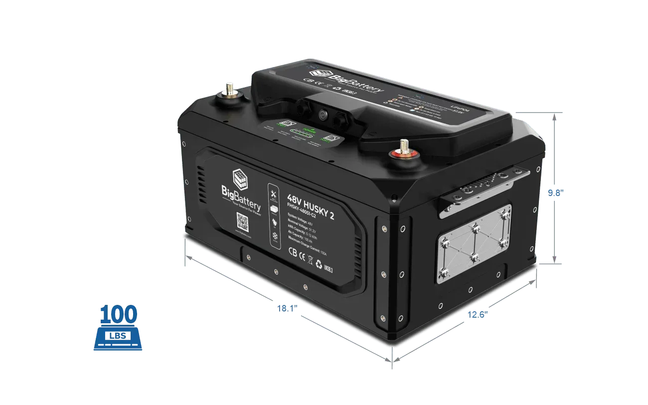 BigBattery 48V HUSKY 2 PWR | 5.12kWh LiFePO4 – High Power | Golf Cart | UTV | Industrial Battery