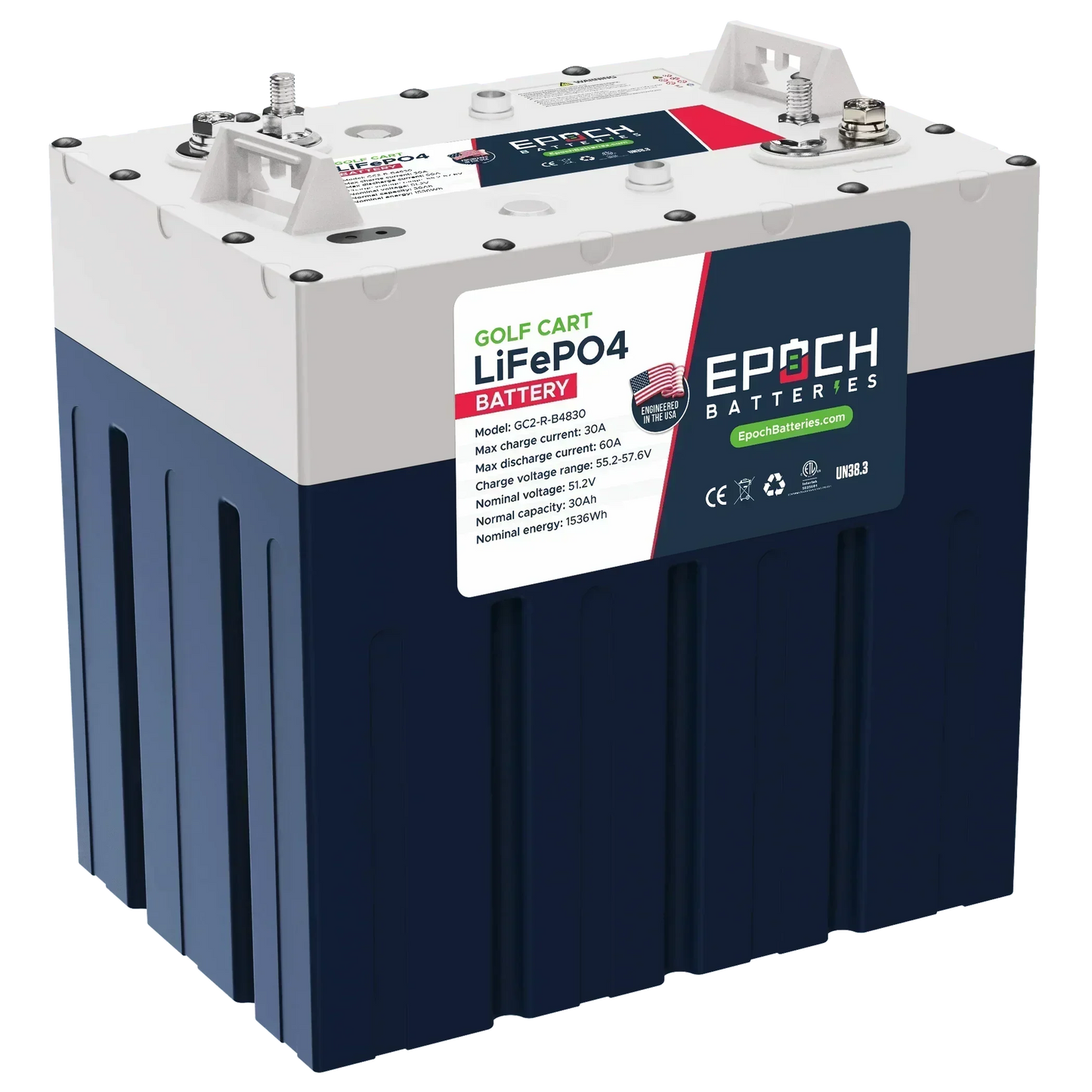 Epoch Batteries 48V 30Ah GC2 - Golf Cart LiFePO4 Lithium Battery