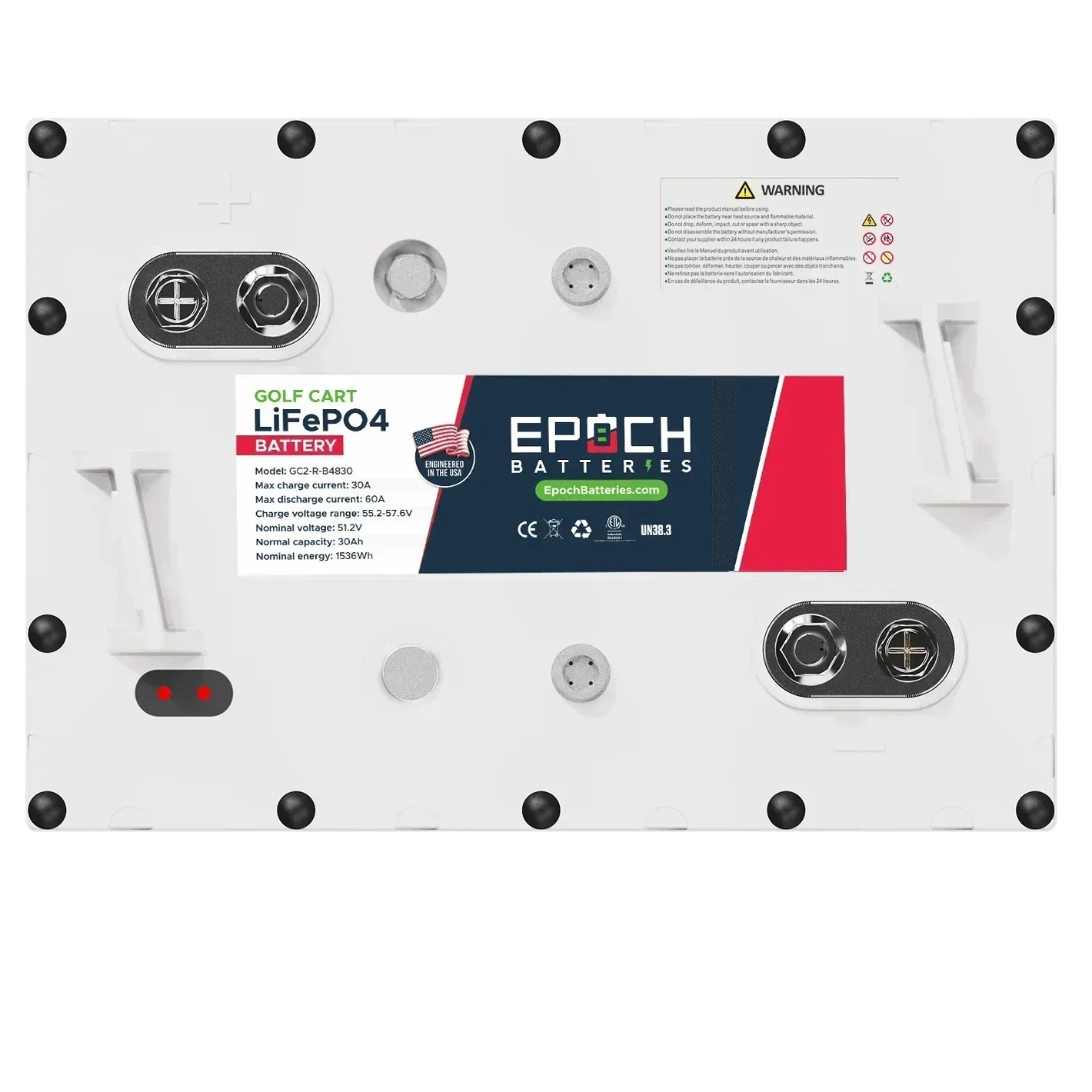 Epoch Batteries 48V 30Ah GC2 - Golf Cart LiFePO4 Lithium Battery