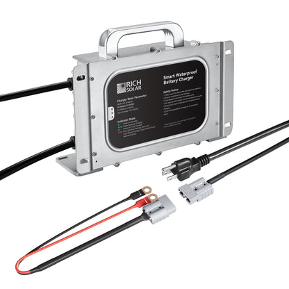 48V (57.6V) Waterproof LiFePO4 Charger | 20A / 25A,  100-240V AC, 8-in-1 Protection, Fan-Cooled