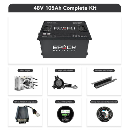 Epoch Batteries 48V 105Ah - LiMax Series - Lithium (LiFePO4) Golf Cart Battery - Complete Kit