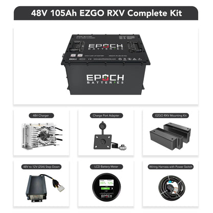 Epoch Batteries 48V 105Ah - LiMax Series - Lithium (LiFePO4) Golf Cart Battery - Complete Kit