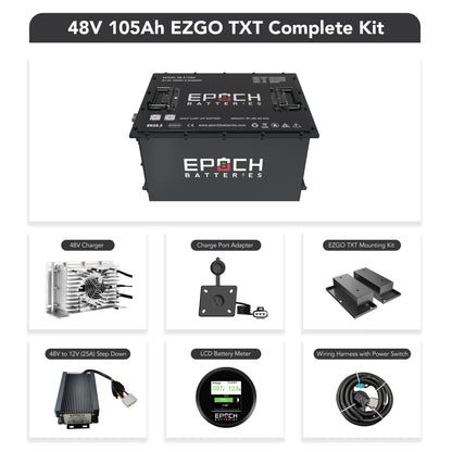 Epoch Batteries 48V 105Ah - LiMax Series - Lithium (LiFePO4) Golf Cart Battery - Complete Kit