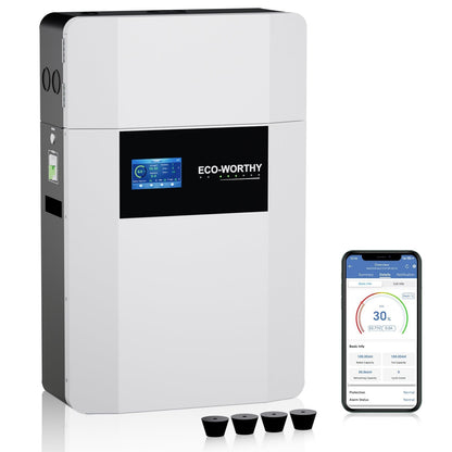 Eco-Worthy 48V 100AH Wall-Mount Lithium Battery LiFePO4 | -4℉ Charge Available | Bluetooth & WiFi | 10 Years Warranty