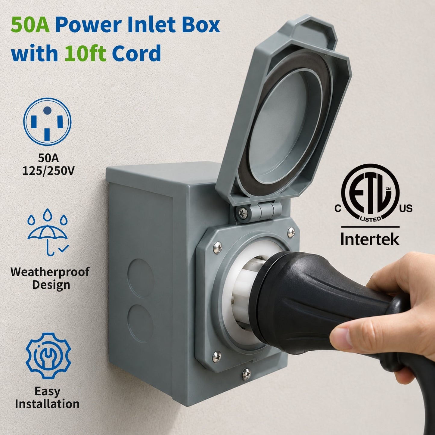 Nature's Generator 50A Power Inlet Box CS6375 Inlet Connector for Generator Transfer Switch