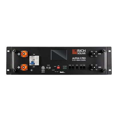 Rich Solar ALPHA 5 PRO 51.2V 100Ah LiFePO4 Battery Premium 48V Server Rack Lithium Battery for Residential, Commercial, RVs, Off-Grid
