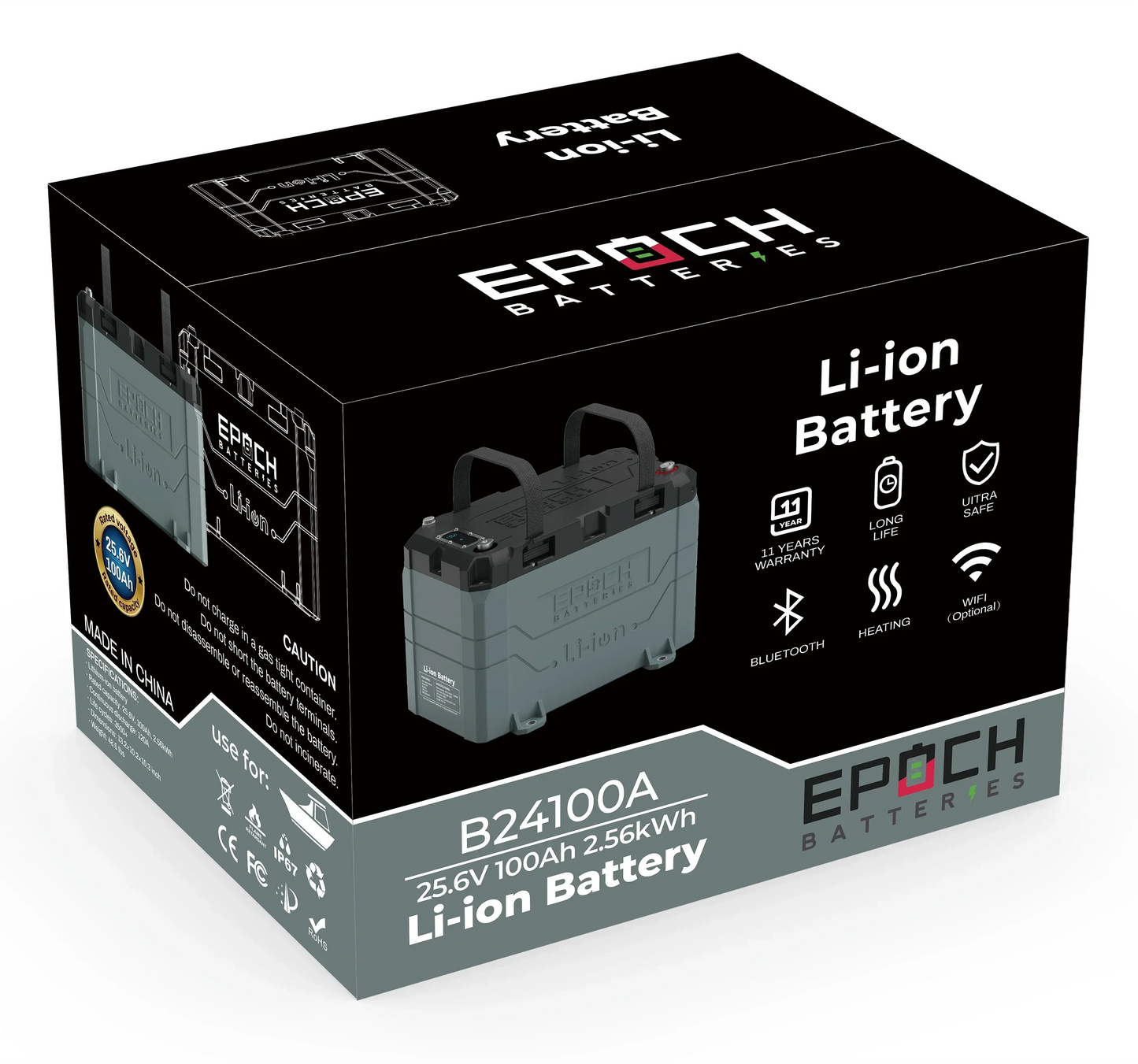 Epoch Batteries 24V 60Ah (1.54kWh) Pro Series - Heated, Bluetooth & Victron Comms LiFePO4 Battery