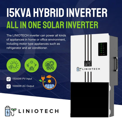 Liniotech 15KVA Hybrid Inverter All in One solar Inverter 15kW PV Input 11.4kW AC Output