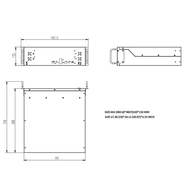 RUIXU Server Rack Battery 3U RX-LFP48100 Rack Mounted Lithium Battery Module UL1973 UL9540