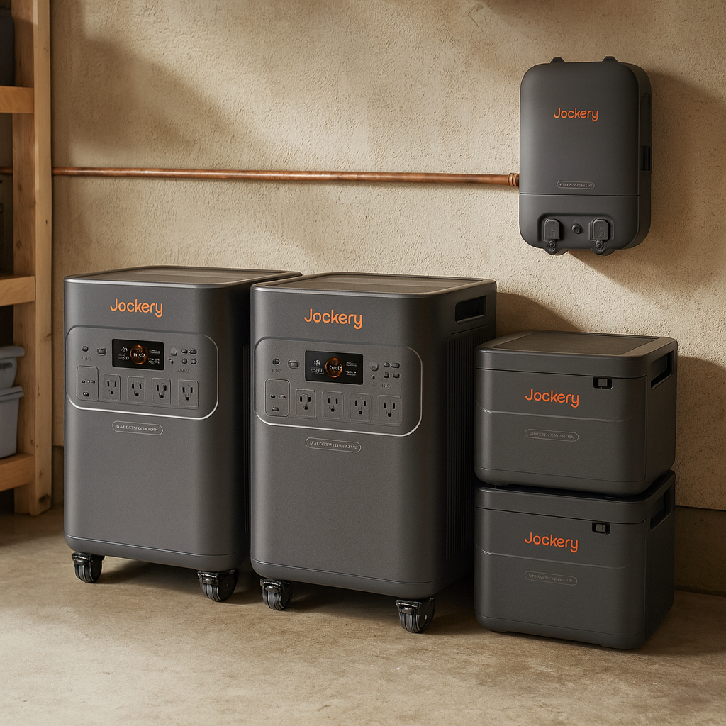 Jackery Whole Home Backup Kit 5000 Plus 20kWh Scales From 5kWh To 60kWh Backup Power System lifestyle hero image
