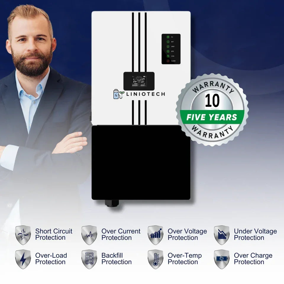 Liniotech 15KVA Hybrid Inverter All in One solar Inverter 15kW PV Input 11.4kW AC Output