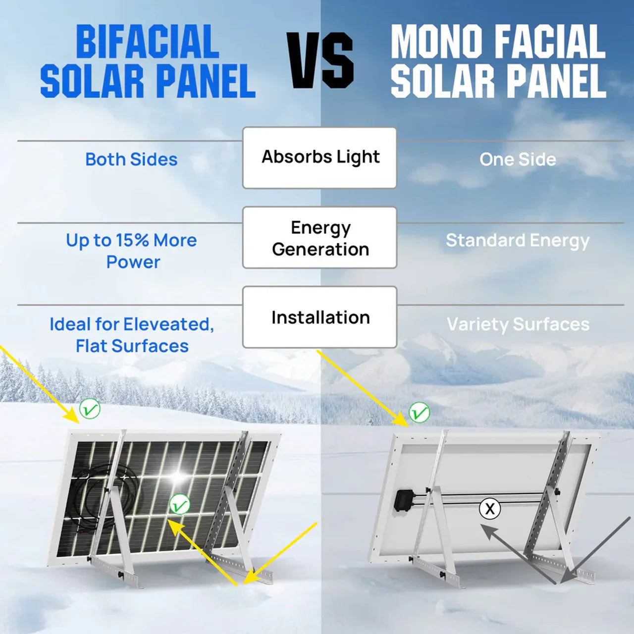 Eco-Worthy 100W Bifacial Solar Panel