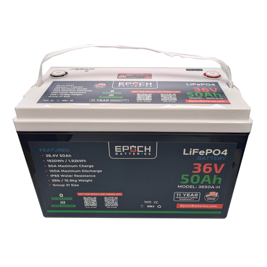 Epoch Batteries 36V 50Ah Essential Series - Bluetooth & Heated LiFePO4 Battery