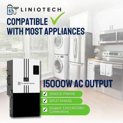Liniotech 15KVA Hybrid Inverter All in One solar Inverter 15kW PV Input 11.4kW AC Output