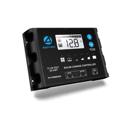 ACOPOWER 100W Mono Solar RV Kits + MPPT / PWM Charge Controller