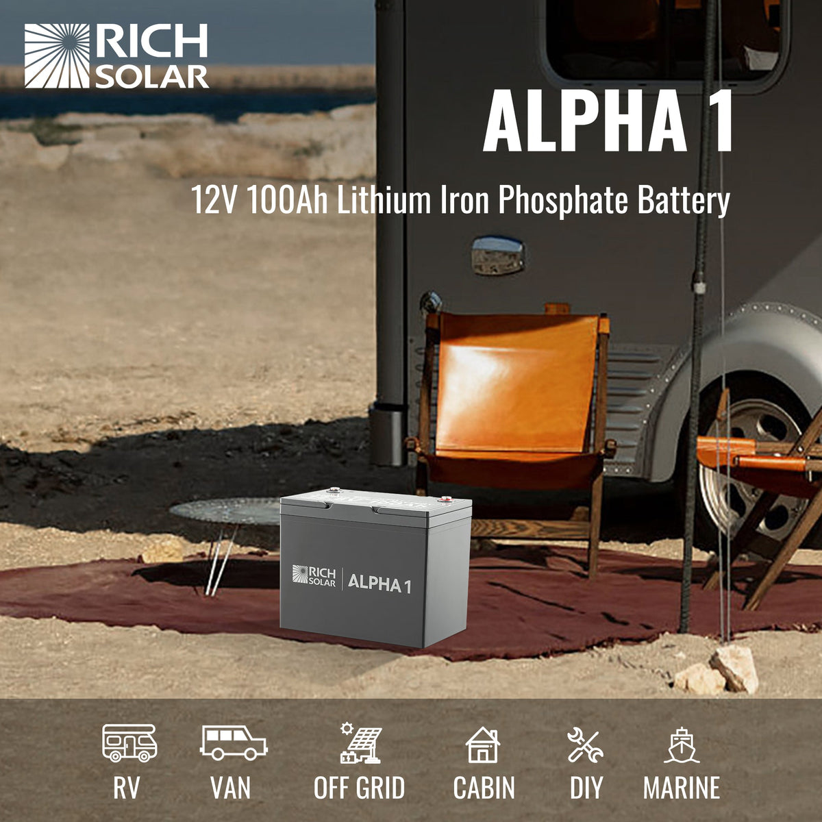 Rich Solar Alpha 1 12V 100Ah LiFePO4 Battery 1280Wh