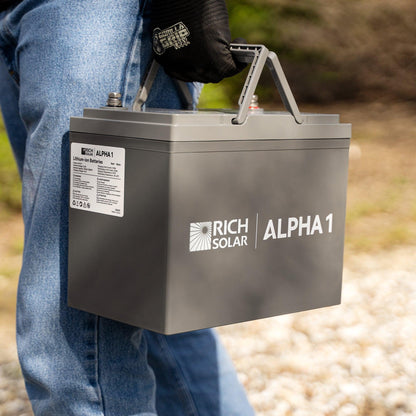 Rich Solar ALPHA 1 | 12V 100Ah LiFePO4 Battery | Powerful 12V Lithium Battery for RVs, Trailers, Vans, Boats, Off-Grid | 5,000 Lifetime Cycles | Bluetooth and Internal Heat Technology