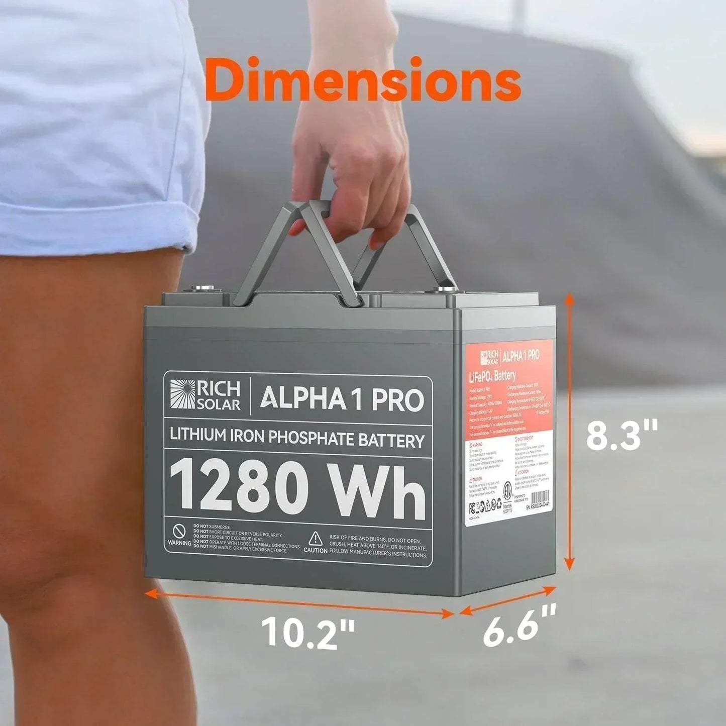 Rich Solar ALPHA 1 PRO | 12V 100Ah LiFePO4 Battery | Premium 12V Lithium Battery for Off-Grid, RVs, Boats | 7,000 Lifetime Cycles | 10 Year Warranty | UL1973 Certified