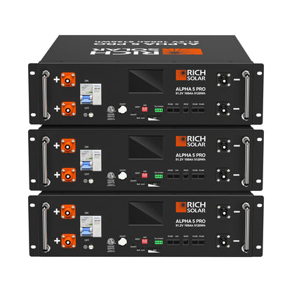 Rich Solar ALPHA 5 PRO 51.2V 100Ah LiFePO4 Battery Premium 48V Server Rack Lithium Battery for Residential, Commercial, RVs, Off-Grid
