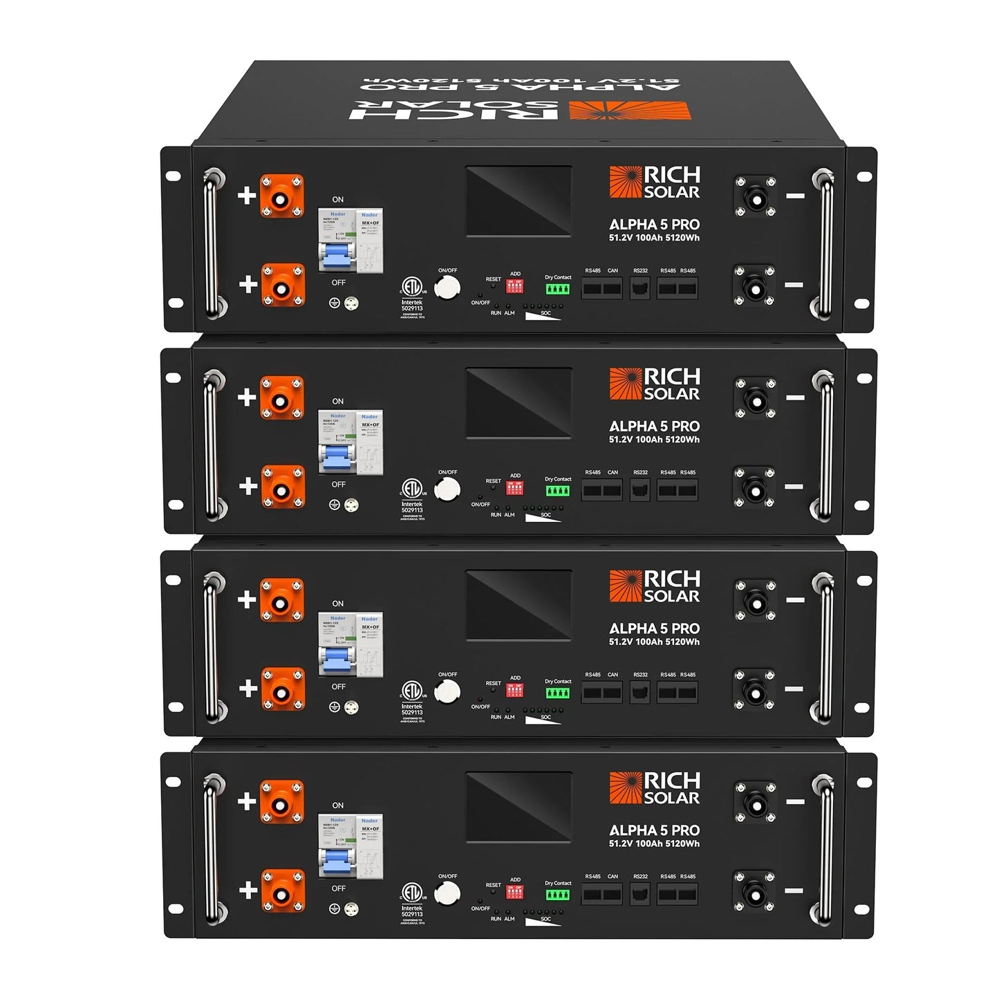 Rich Solar ALPHA 5 PRO 51.2V 100Ah LiFePO4 Battery Premium 48V Server Rack Lithium Battery for Residential, Commercial, RVs, Off-Grid
