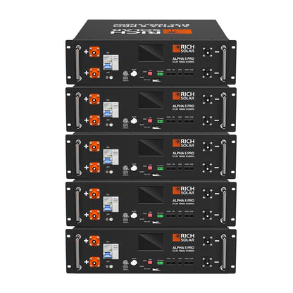 Rich Solar ALPHA 5 PRO 51.2V 100Ah LiFePO4 Battery Premium 48V Server Rack Lithium Battery for Residential, Commercial, RVs, Off-Grid
