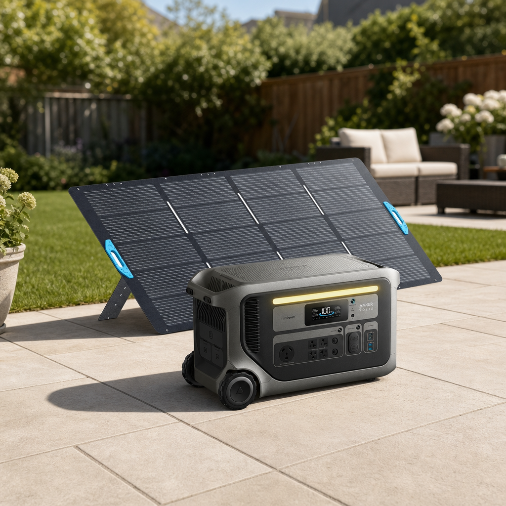 Anker SOLIX F3000 Portable Power Station With 400W Bifacial Solar Panel lifestyle hero image