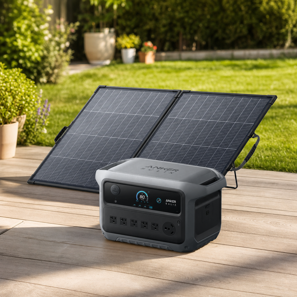 Anker SOLIX C2000 Gen 2 Portable Power Station With 200W Bifacial Solar Panel lifestyle hero image