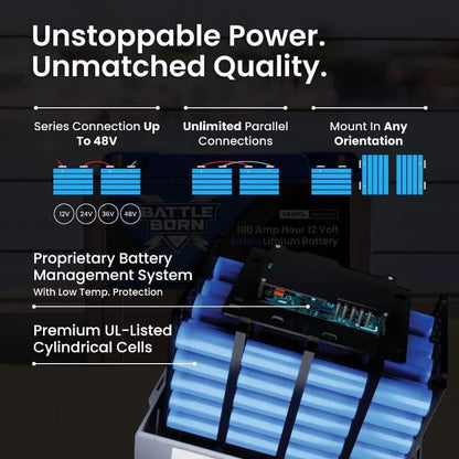 Battle Born 100Ah 12V Smart LiFePO4 Deep Cycle Battery