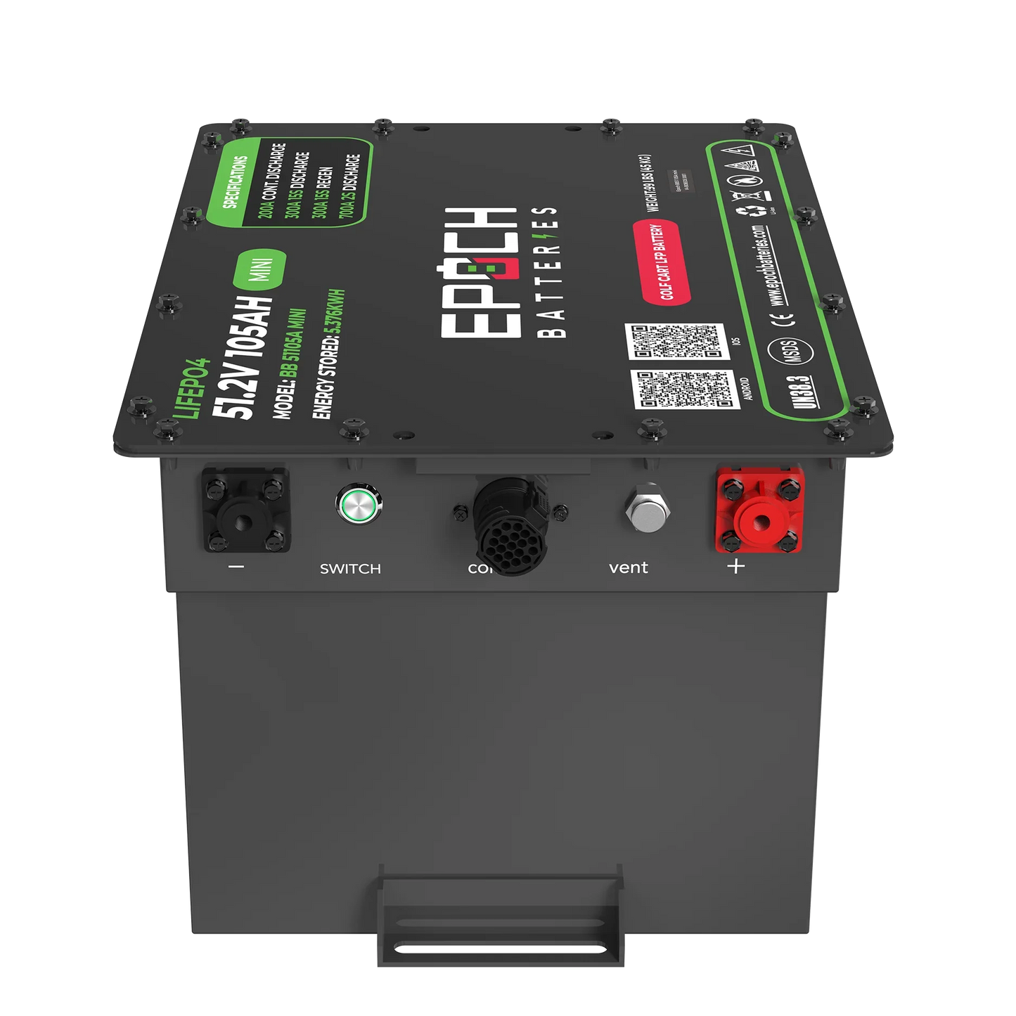 Epoch Batteries 48V 105Ah MINI - Lithium (LiFePO4) Golf Cart Battery - Complete Kit