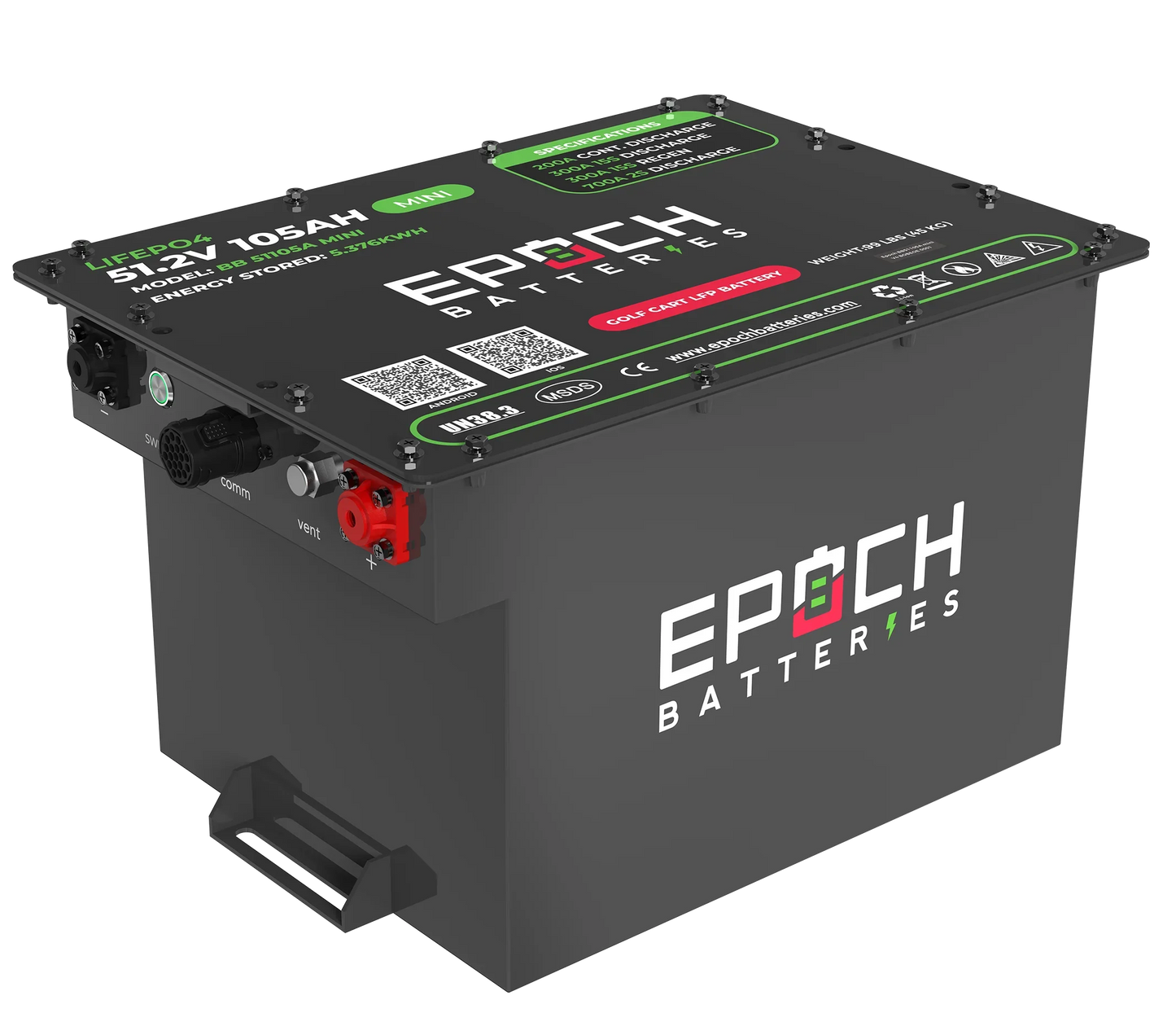 Epoch Batteries 48V 105Ah MINI - Lithium (LiFePO4) Golf Cart Battery - Complete Kit
