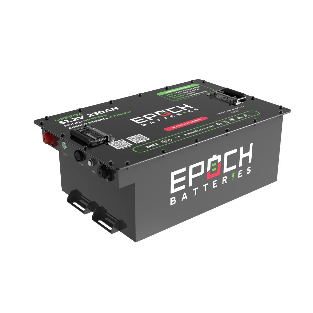 Epoch Batteries 48V 230Ah - LiMax Series - Lithium (LiFePO4) Golf Cart Battery - Complete Kit