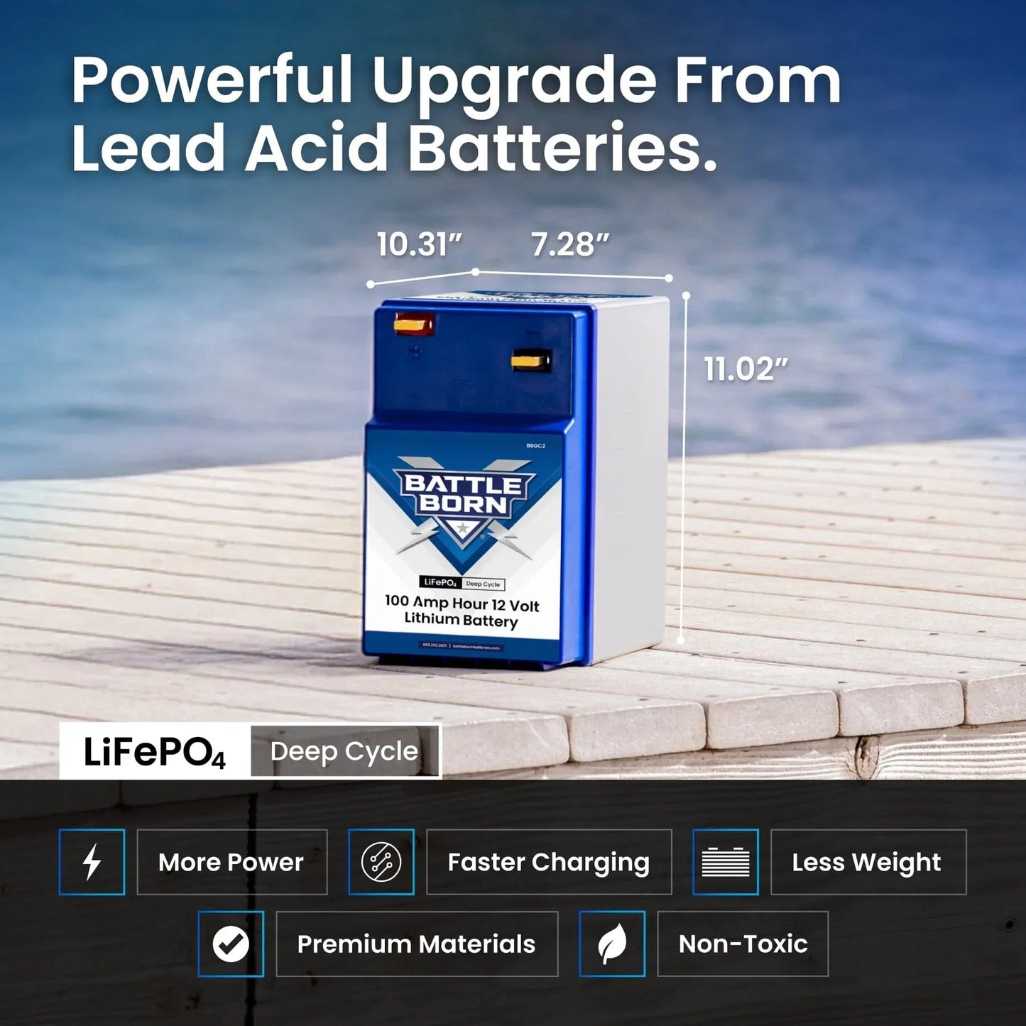 Battle Born 100Ah 12V GC2 LiFePO4 Heated Battery Kit