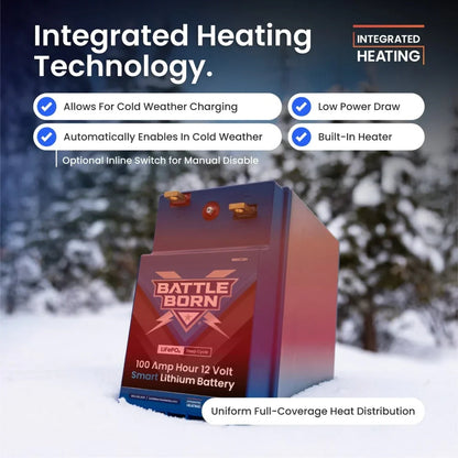 Battle Born 100Ah 12V GC2 Smart Heated LiFePO4 Deep Cycle Battery Kit