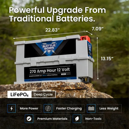 Battle Born 270Ah 12V GC3 Smart LiFePO4 Deep Cycle Battery