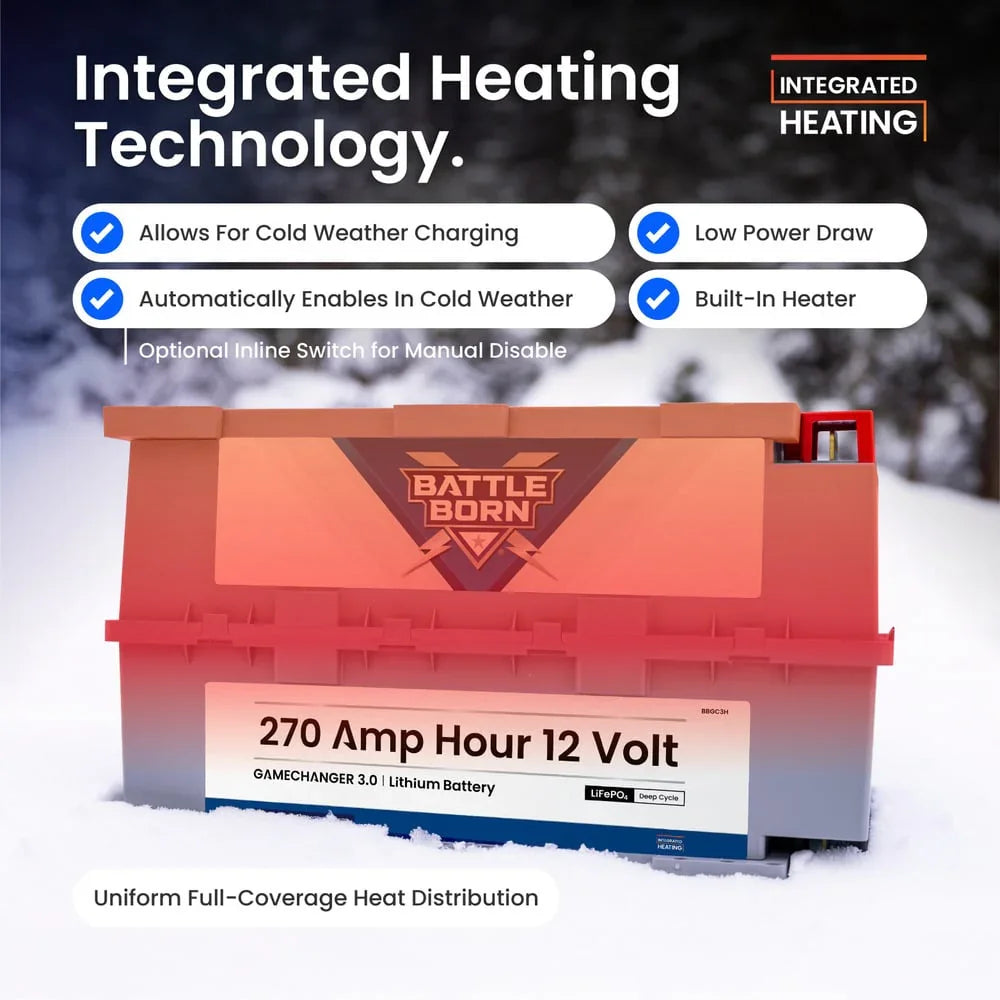 Battle Born 270Ah 12V GC3 LiFePO4 Heated Battery Kit