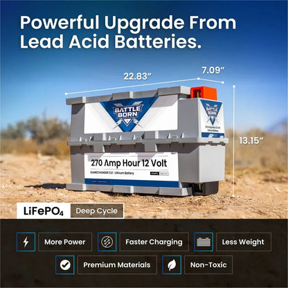 Battle Born 270Ah 12V LiFePO4 Deep Cycle GC3 Battery