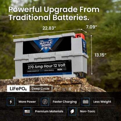 Battle Born 270Ah 12V GC3 Smart Heated LiFePO4 Deep Cycle Battery Kit