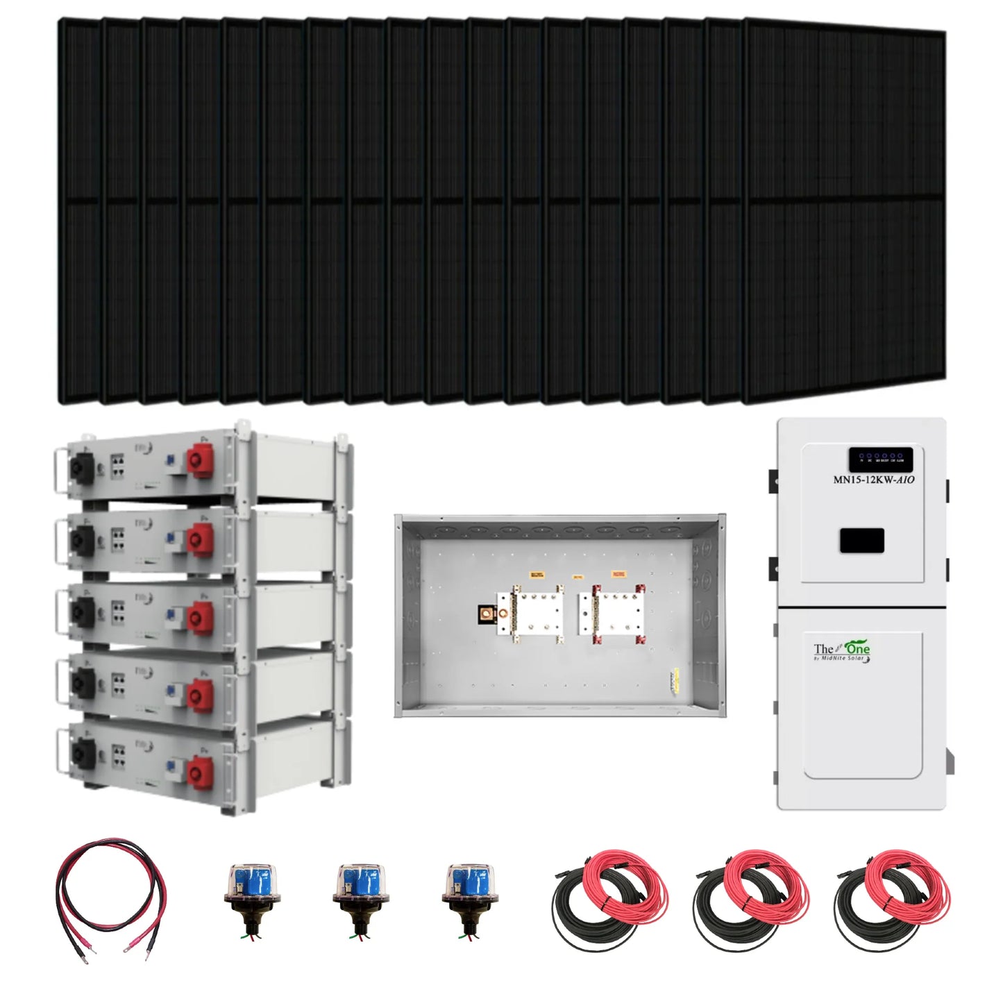 MidNite Solar Hybrid Solar Kit 11.4 kW 120/240V Inverter With 25.6kWh LiFePO4 Battery Storage