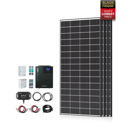 Renogy Complete Cabin Solar Kit 1200W 2500W | Optional 9.6kWh Deep-Cycle AGM / LiFePO4 Batteries