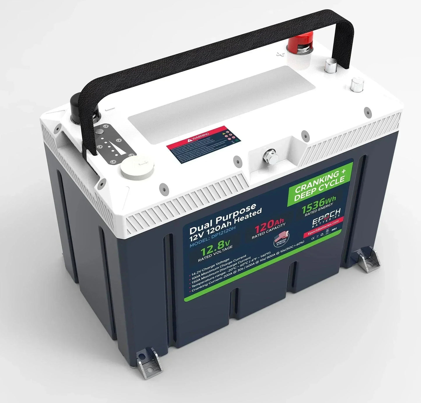 Epoch Batteries 12V 120Ah Pro Series - LiFePO4 Cranking & Deep Cycle Lithium Battery (Dual Purpose)