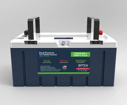 Epoch Batteries 12V 300Ah Pro Series - LiFePO4 Cranking & Deep Cycle Lithium Battery (Dual Purpose)
